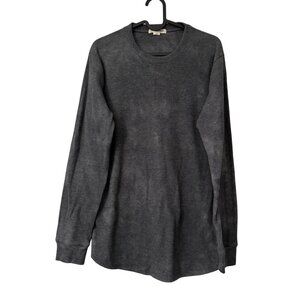 Gardenheir Gray Tide Dye Thermal Waffle Knit Crewneck Long Sleeve Mens Small